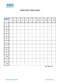 Maths Help, Teacher resources, free home school worksheets, Key stages 2 Worksheets for kids - blank multiplication square