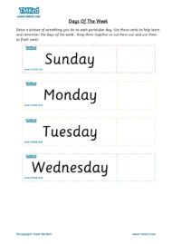 Worksheets for kids - days of week
