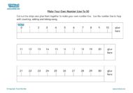Maths Help,Teacher resources, free home school worksheets, Key stages 1 Worksheets for kids - make your own number line to 50