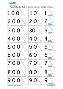 Maths Help, Teacher resources, free home school worksheets, Key stages 1 & 2 Worksheets for kids - place value cards