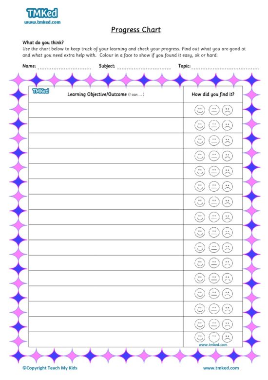 Teacher resources, free home school worksheets, Key stages 1 & 2 Worksheets for kids - progress chart