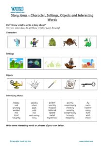 Literacy Help, Teacher resources, free home school worksheets, Key stages 1 & 2 Worksheets for kids - story ideas