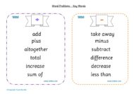 Maths Help,Teacher resources, free home school worksheets, Key stage 2 Worksheets for kids - word problems -key words