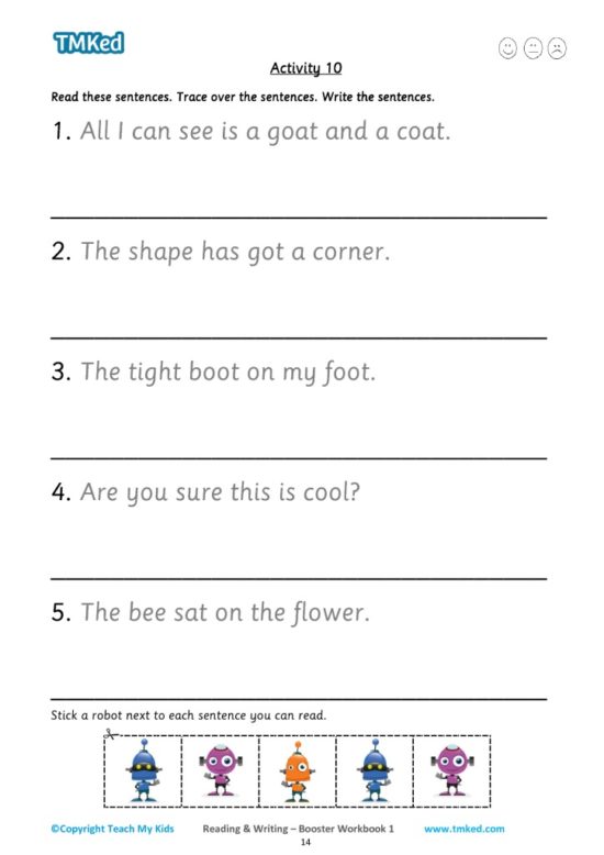 reading and writing booster workbook 1, keywords and sentences