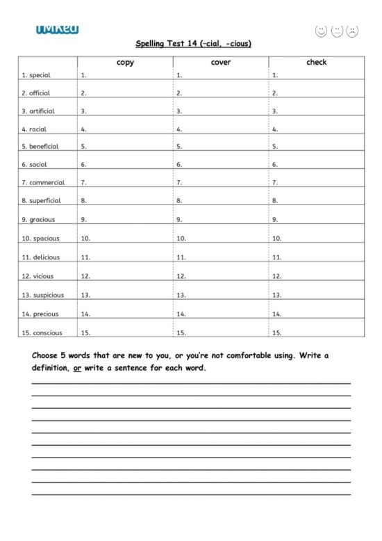 thumbnail of spelling tests 9-11 pg16