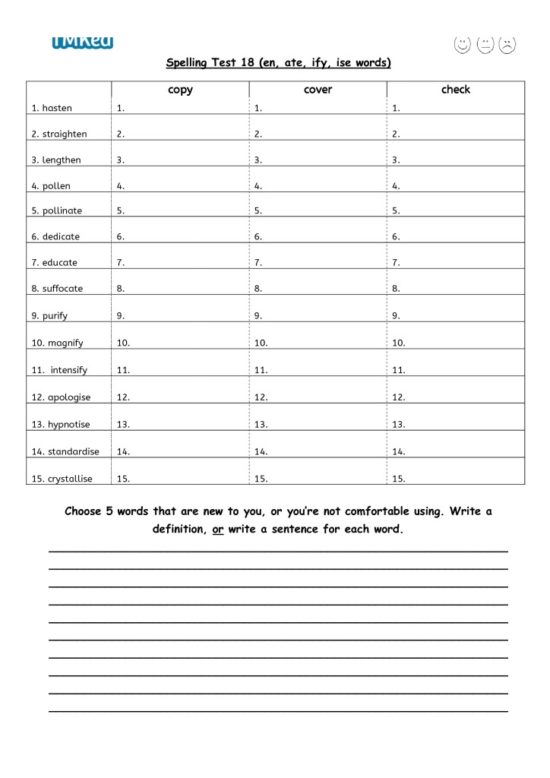 thumbnail of spelling tests 9-11 pg20