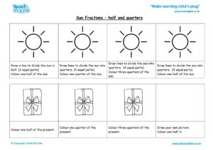 sun fractions- half, quarters and three quarters