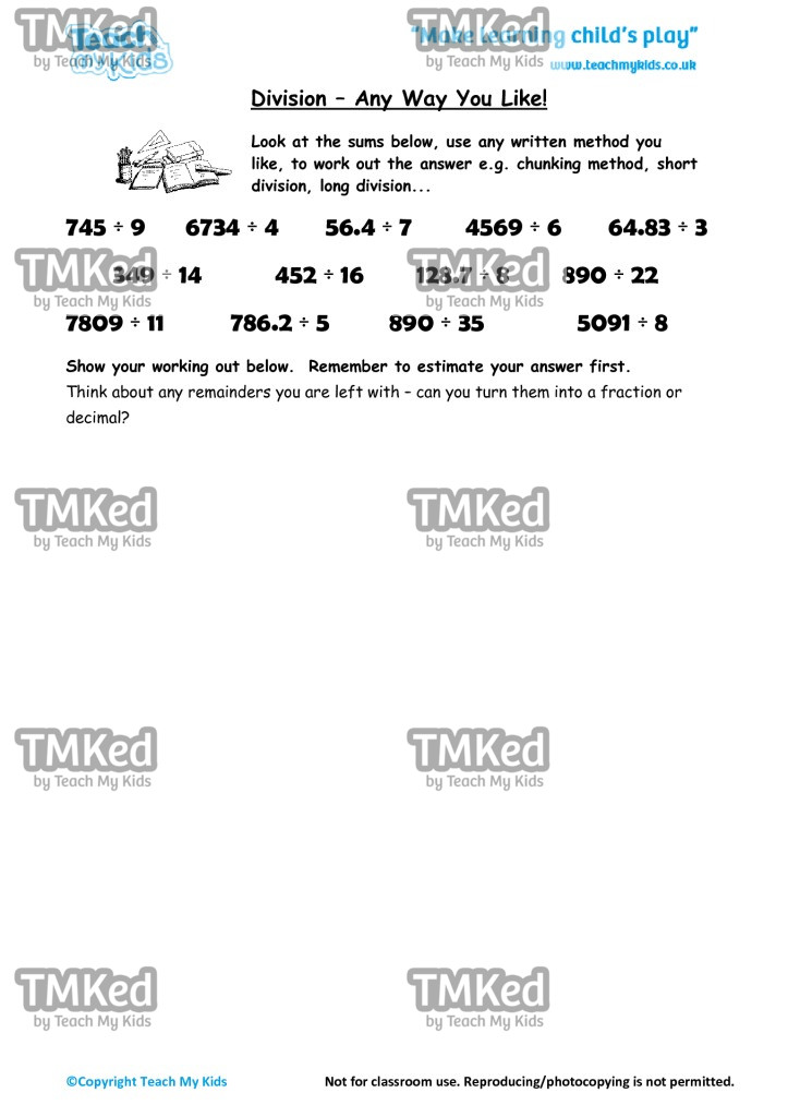 Worksheets for kids - division-any-way-you-like