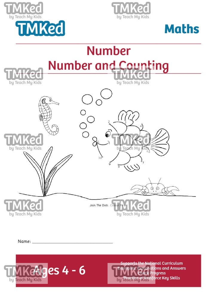 EYFS, KS1 maths worksheets for kids - number and counting workbook, 4-6 years