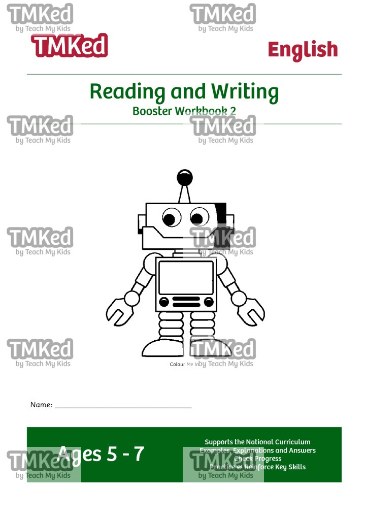 KS1 literacy worksheets for kids - reading and writing worksheets, booster workbook 2, 5-7 years
