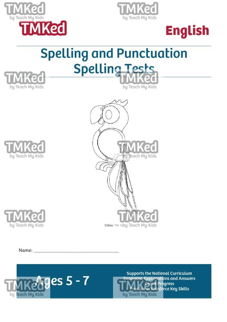 KS1 literacy worksheets for kids - spelling tests workbook, SPAG 5-7 years