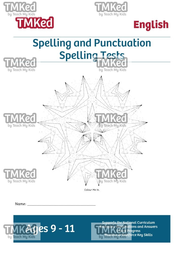 ks2 literacy worksheets for kids - spelling tests workbook, SPAG 9-11 years