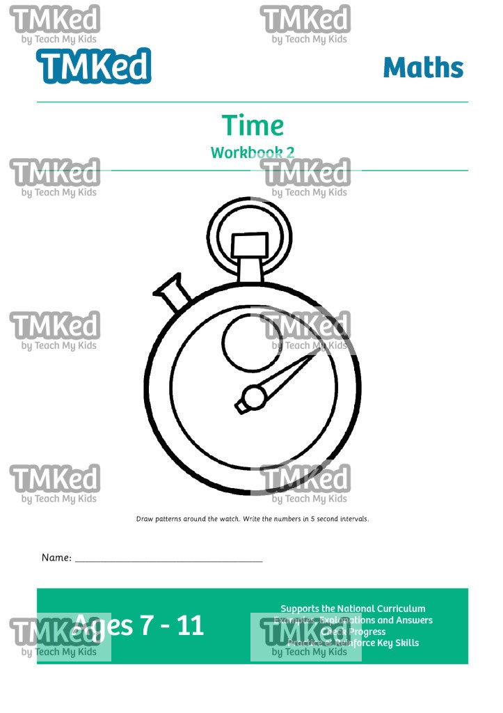 KS2 maths worksheets for kids - time, telling the time, printable workbook 2, 7-11 years