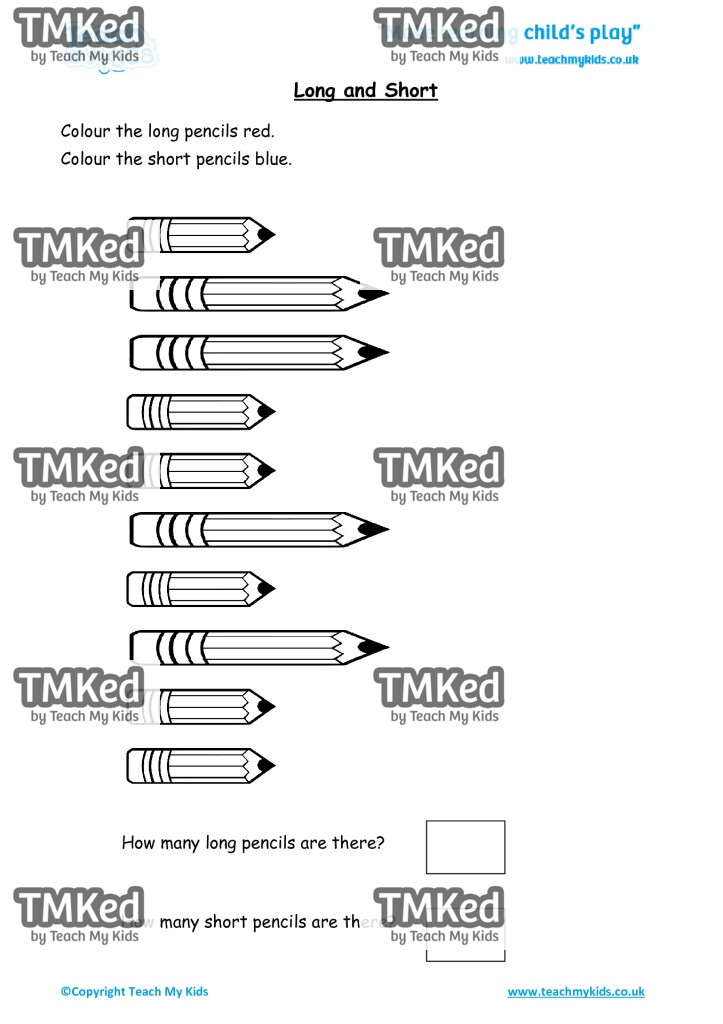 Worksheets for kids - long-and-short