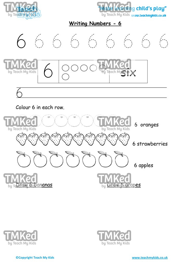 Worksheets for kids - writing 6