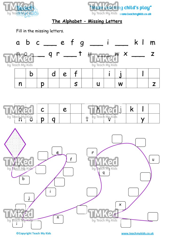 Worksheets for kids - the-alphabet-missing-letters