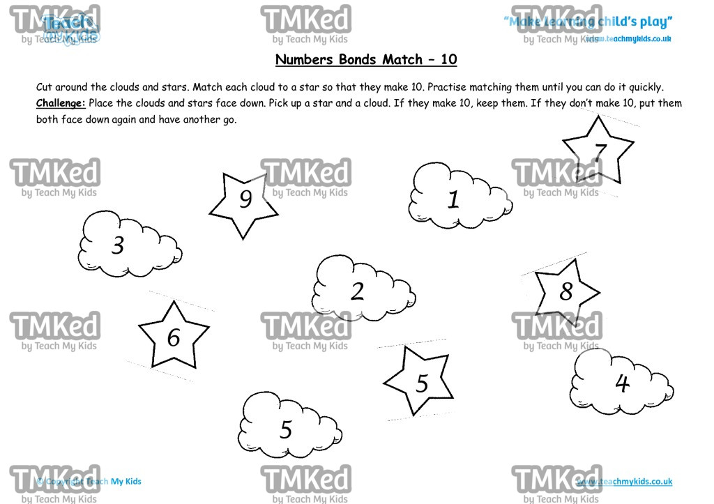 Worksheets for kids - number_bonds_match_-_10