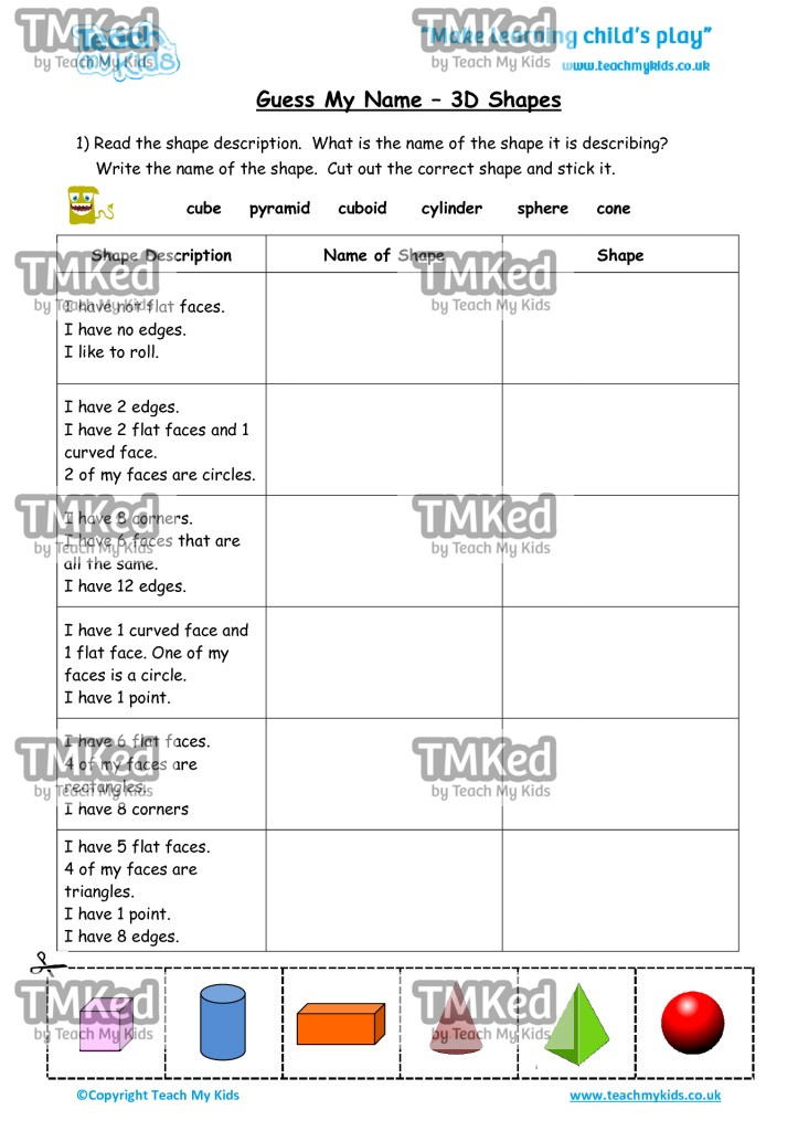 Worksheets for kids - guess_my_name_-_3d_shapes