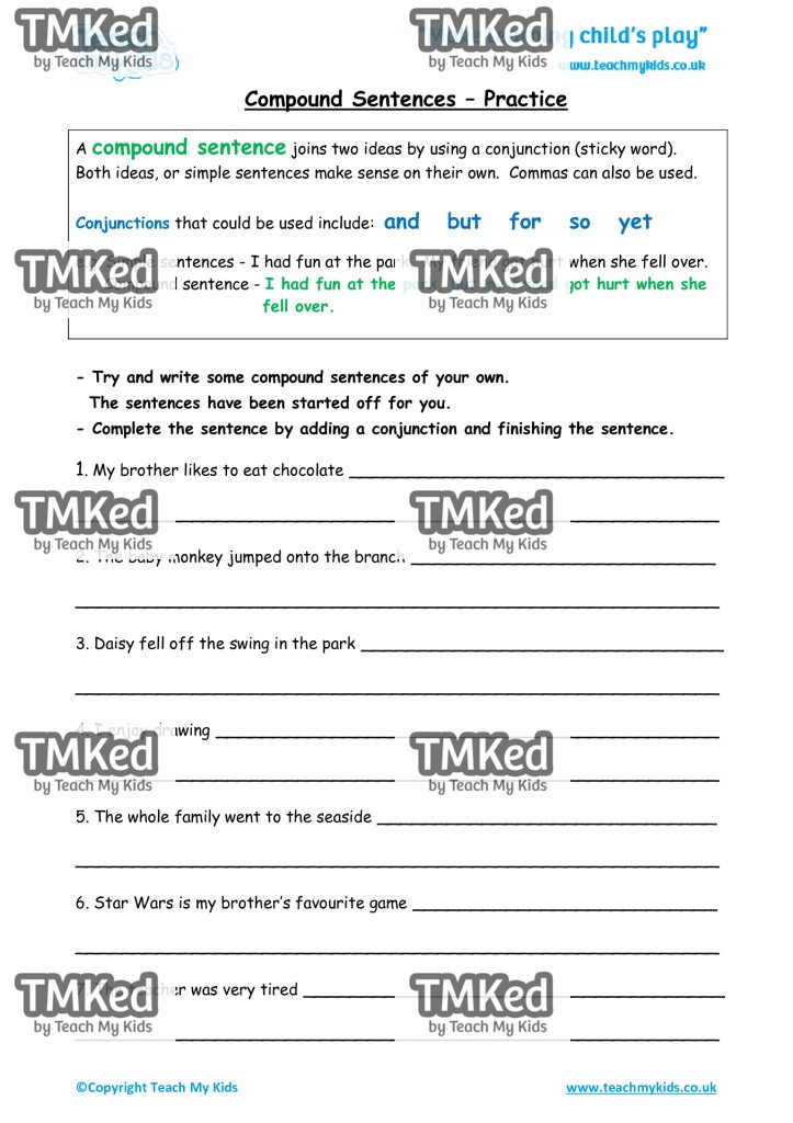 Compound Sentences - Practise - TMK Education