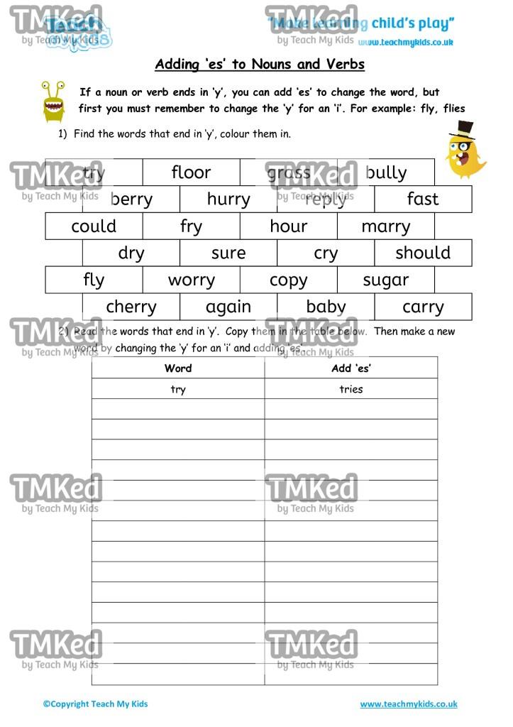 Worksheets for kids - adding_es_to_nouns_and_verbs