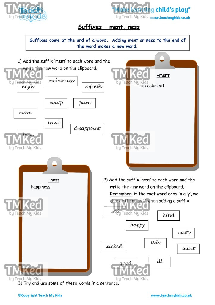 Worksheets for kids - suffixes_-_ment,_ness