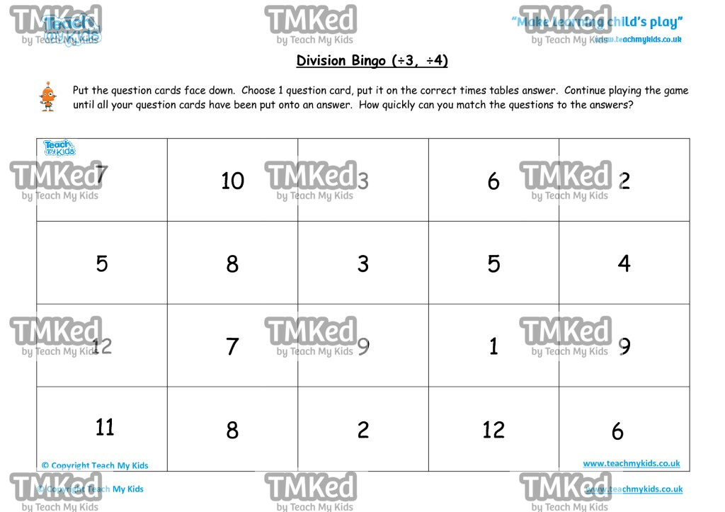 Worksheets for kids - division-bingo-34