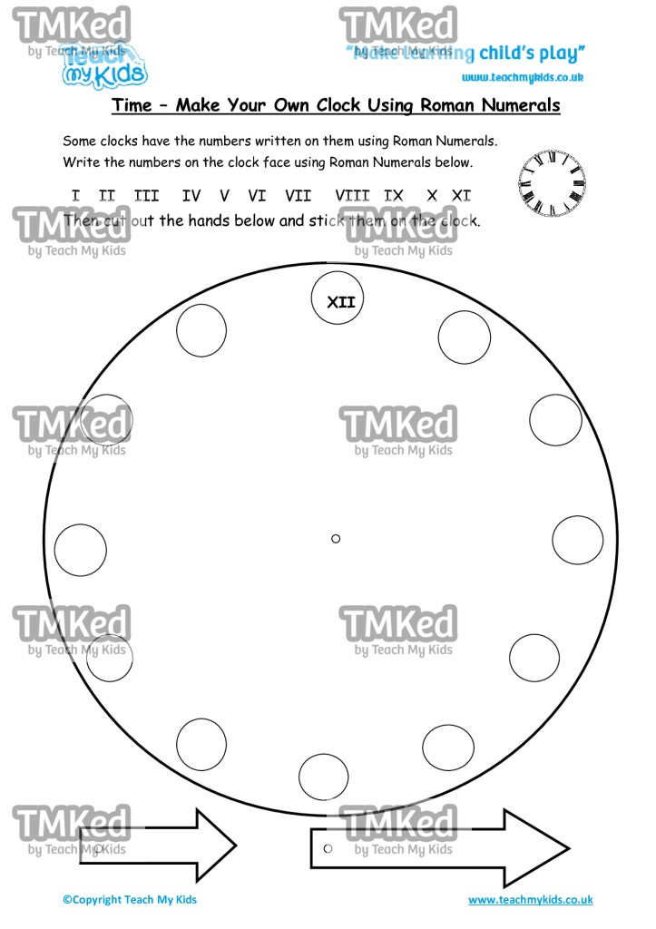 Worksheets for kids - make_a_clock_with_roman_numerals_3