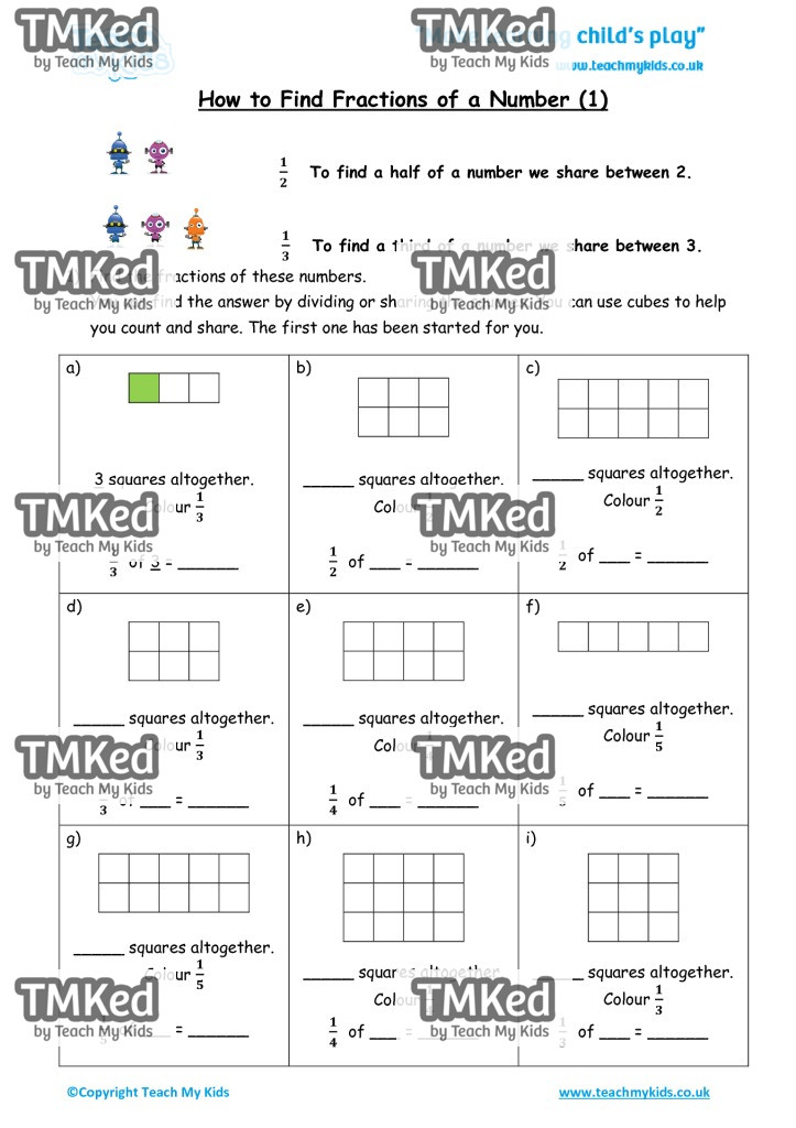 Worksheets for kids - how_to_find_fractions_of_a_number