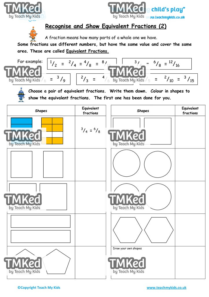 Worksheets for kids - recognise_and_show_equivalent_fractions_2