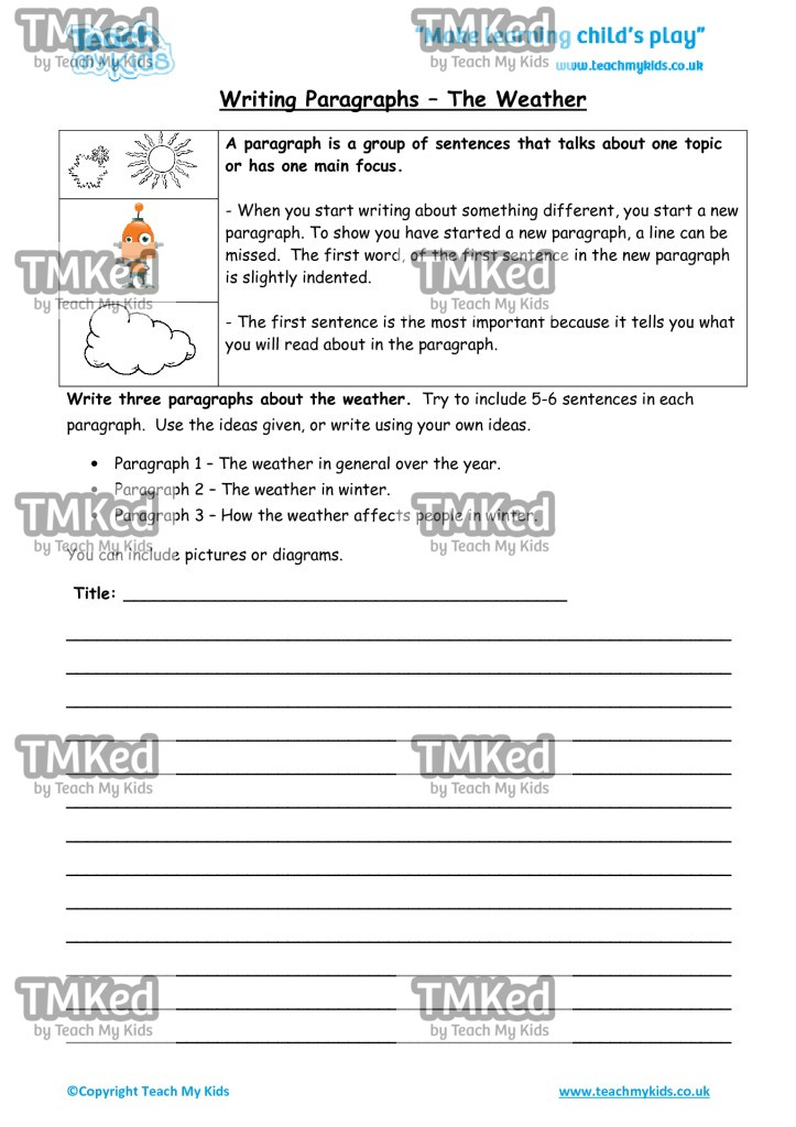 Worksheets for kids - writing-paragraphs-the-weather