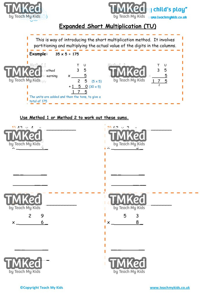 Worksheets for kids - expanded_short_multiplication