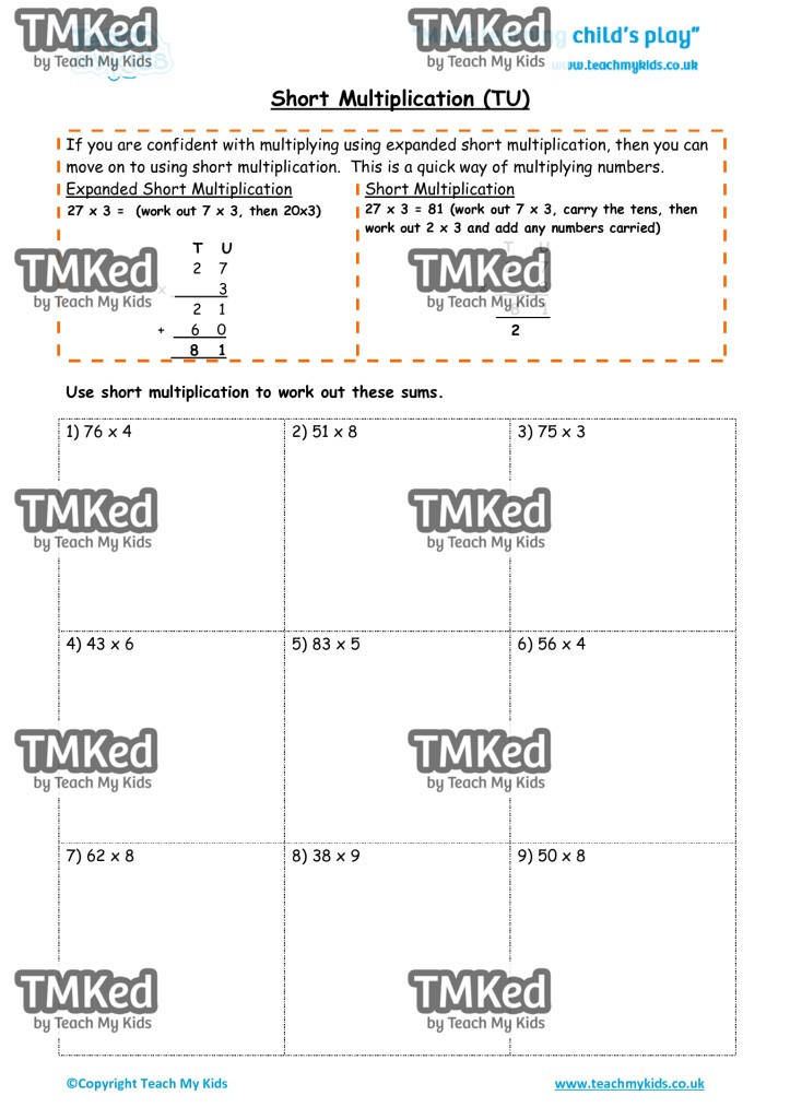 Worksheets for kids - short_multiplication_-_tu