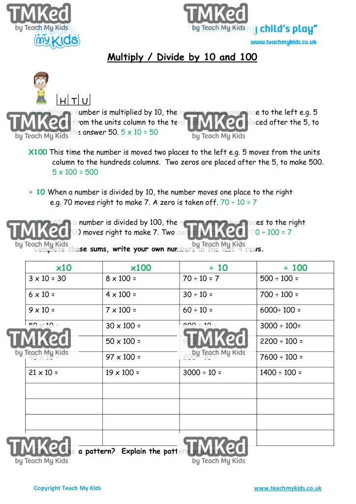 Worksheets for kids - x_and_divide,_10,_100
