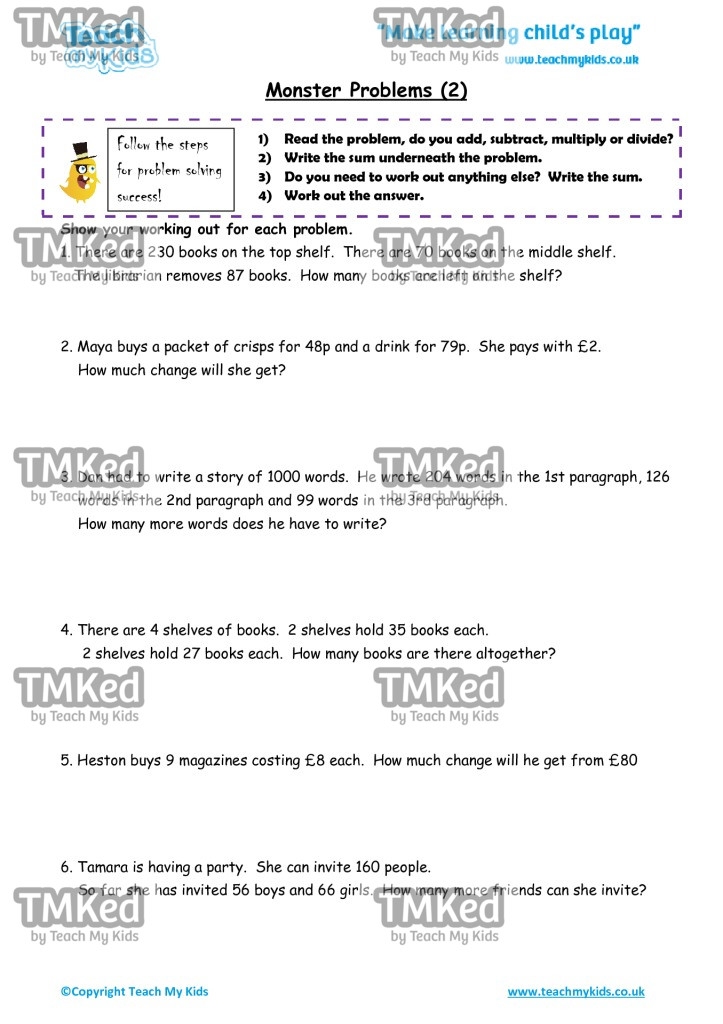 Worksheets for kids - monster_problems_2