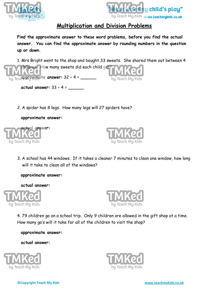 Worksheets for kids - multiplication-and-division-problems