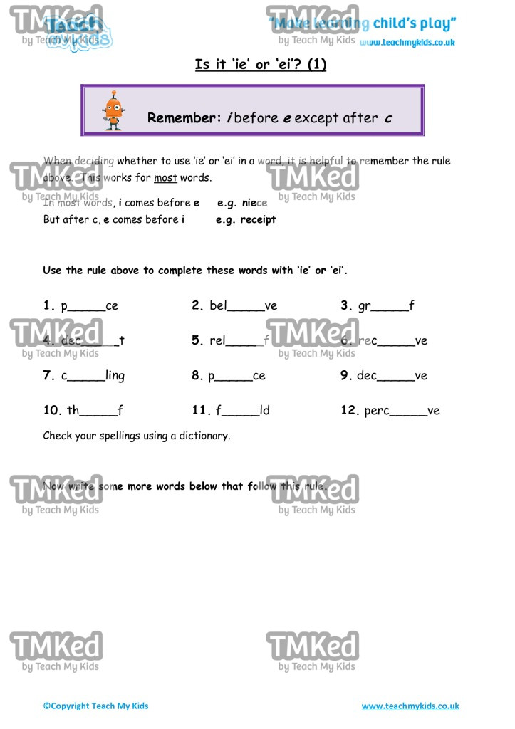 Worksheets for kids - is-it-ie-or-ei-1
