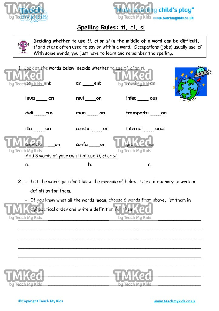 Worksheets for kids - spelling_rules_ti,_ci_or_si