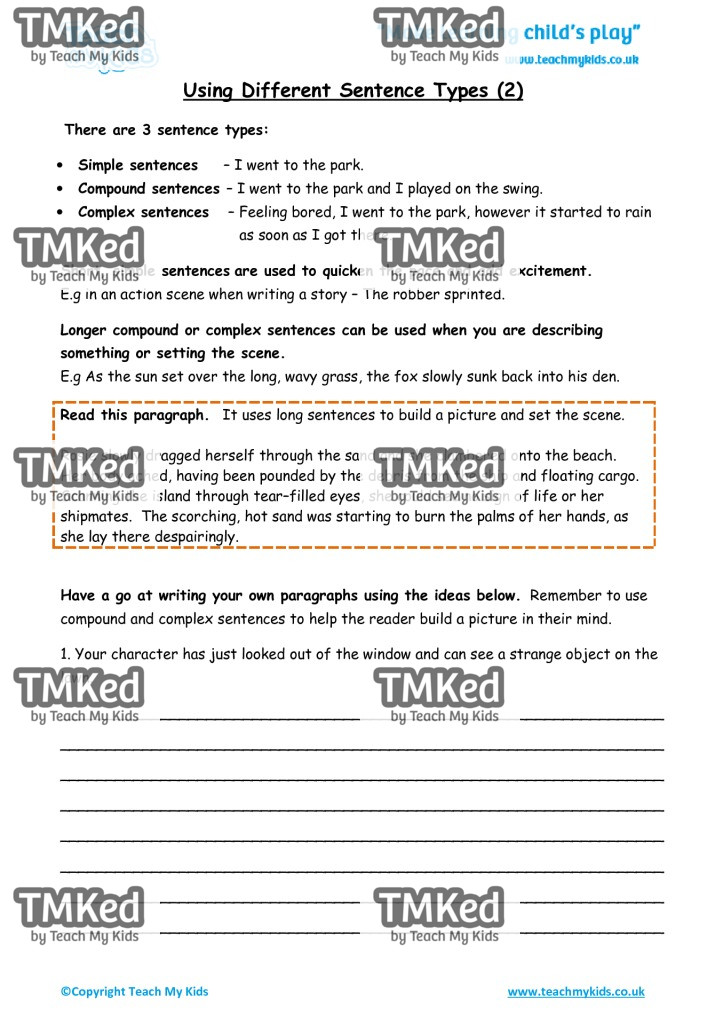Worksheets for kids - using-different-sentence-types-2