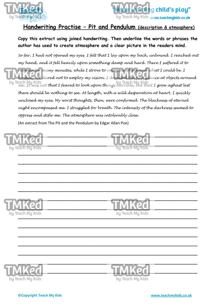 Worksheets for kids - handwriting-practise-pit-pendulum-description-atmosphere