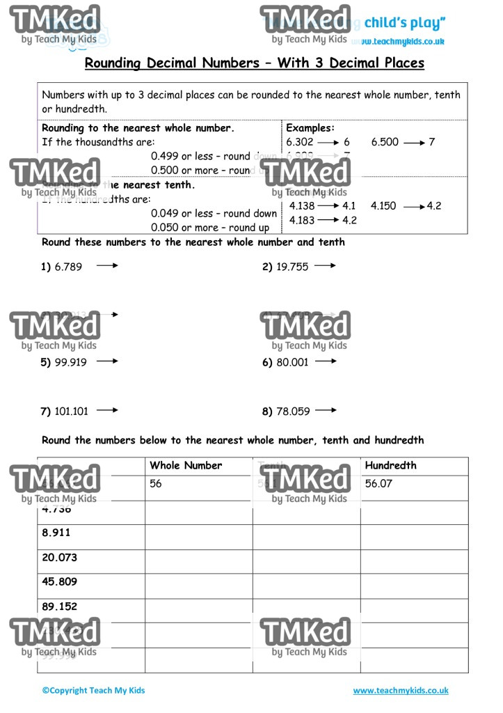 Worksheets for kids - rounding-decimal-numbers-with-3-decimal-places