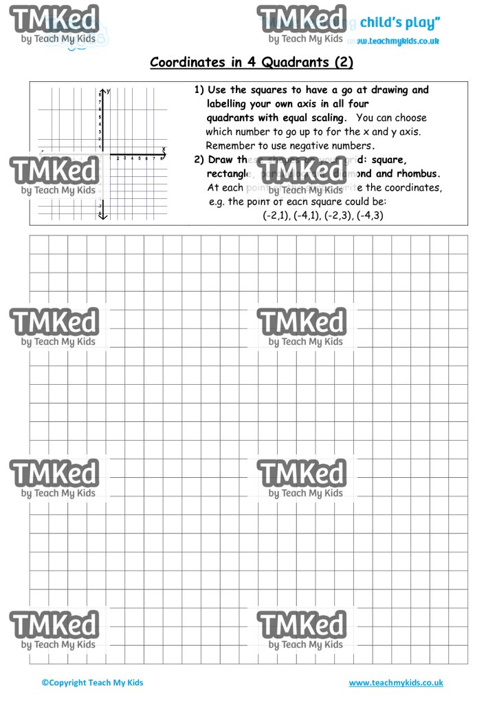 Worksheets for kids - coordinates-in-4-quadrants-2