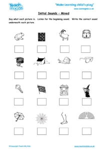Worksheets for kids - initial-sounds-mixed