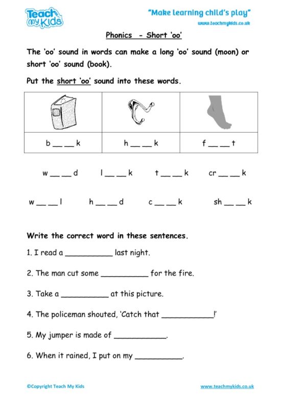 Phonics Short oo TMK Education