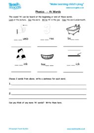 Worksheets for kids - phonics-th-words