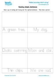 Worksheets for kids - reading-simple-sentences