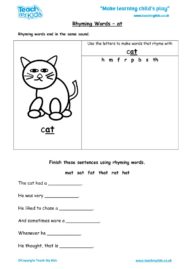Worksheets for kids - rhyming-words-at