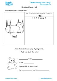 Worksheets for kids - rhyming-words-ed