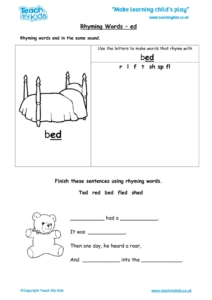 Worksheets for kids - rhyming-words-ed