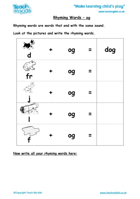 Worksheets for kids - rhyming-words-og