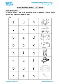 Worksheets for kids - word-building-game-cvc-words